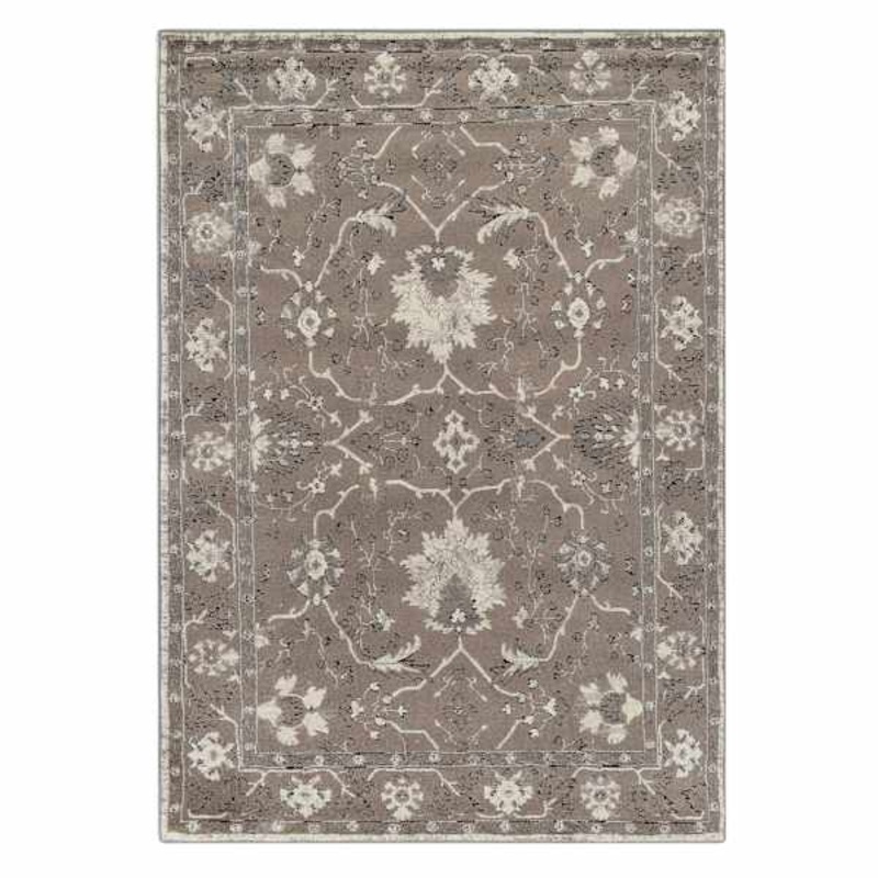 (B803) Antiqua Dark Grey Floral Runner, 2×6