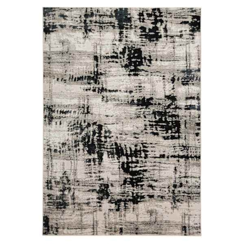 (B869) Crosby St. Mackenzie Neutral & Black Abstract Area Rug, 7×10
