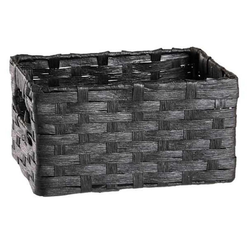 Black Paper Rope Rectangle Storage Basket, Small