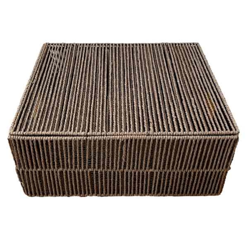 Brown Paper Rope Storage Basket with Lid, Large