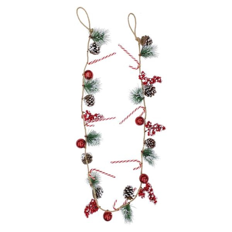 Candy Cane and Pinecone Garland 6′ | Whimsical Holiday Decor | At Home