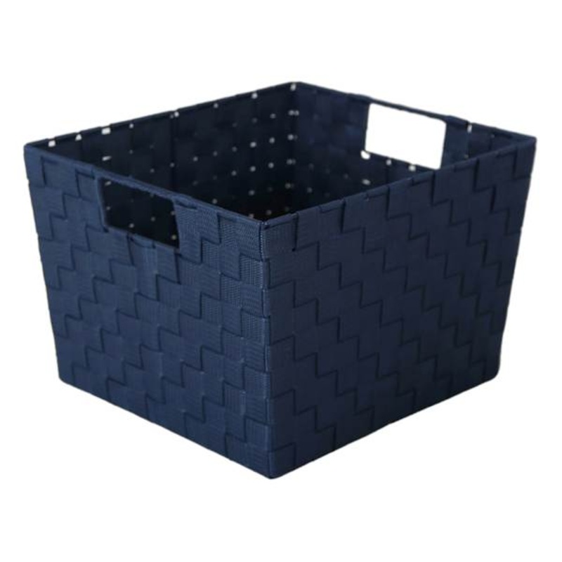 Frankin Navy Blue Woven Rectangle Storage Basket Extra Large | At Home