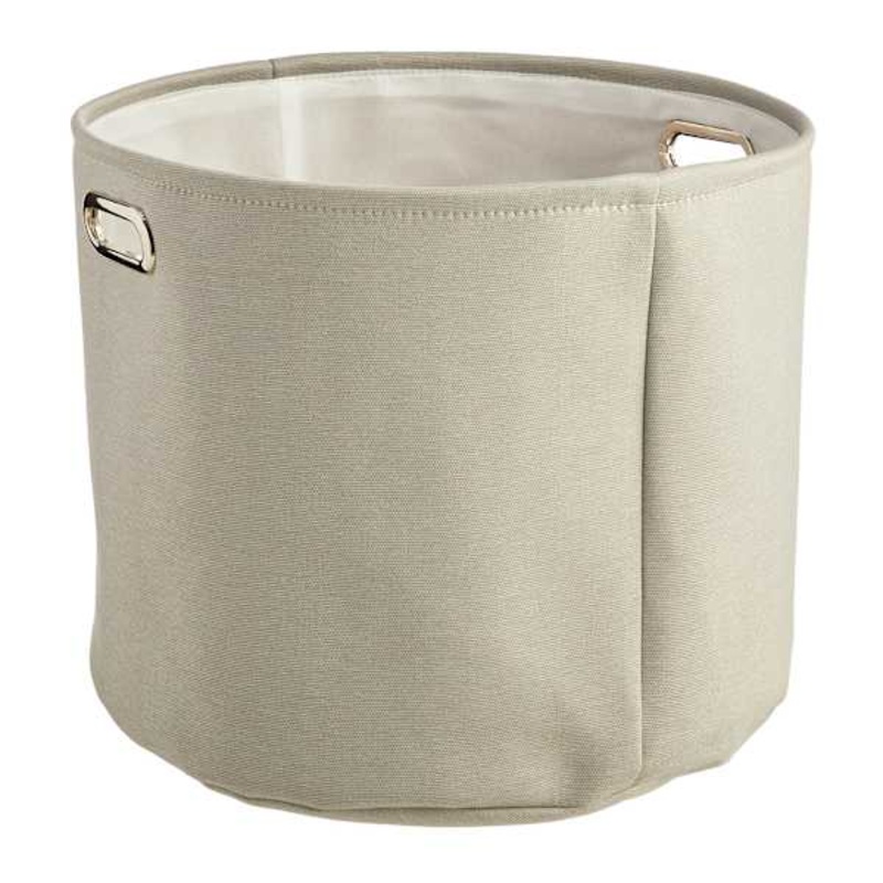 Light Grey Round Fabric Storage Basket, Small