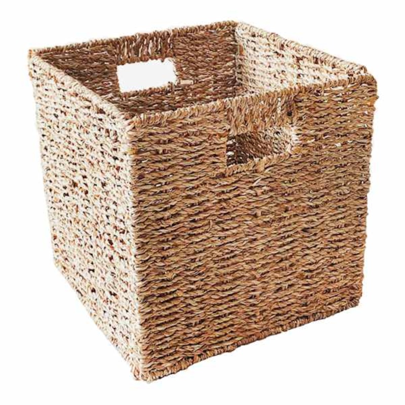 Natural Woven Seagrass Storage Basket with Cutout Handles 10.5 | At Home