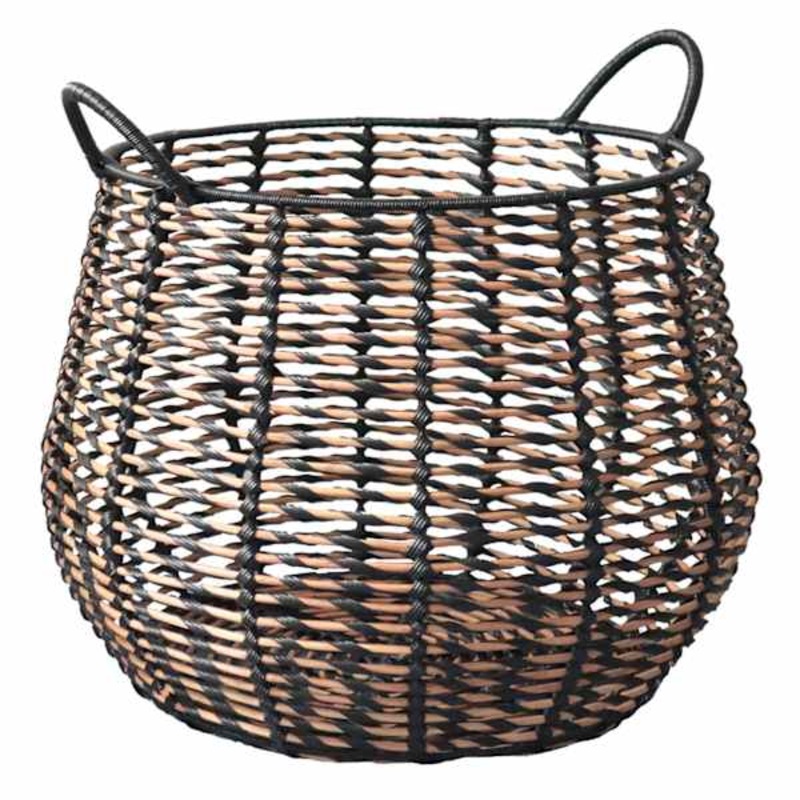 Rocco Black & Natural Rattan Storage Basket, Large