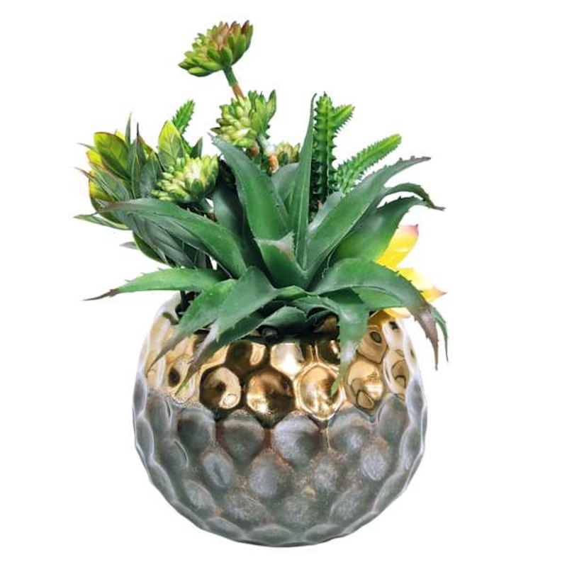 Succulent Mix with Copper Textured Planter, 9″
