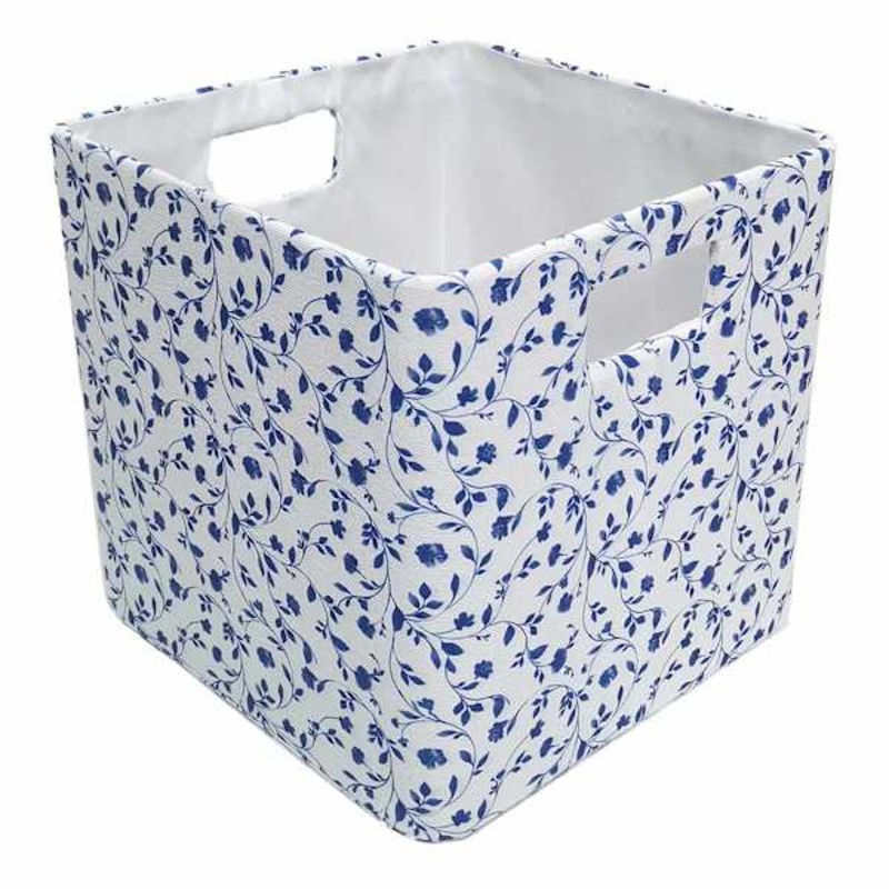 White & Light Floral Fabric Modular Cube, 10.5″