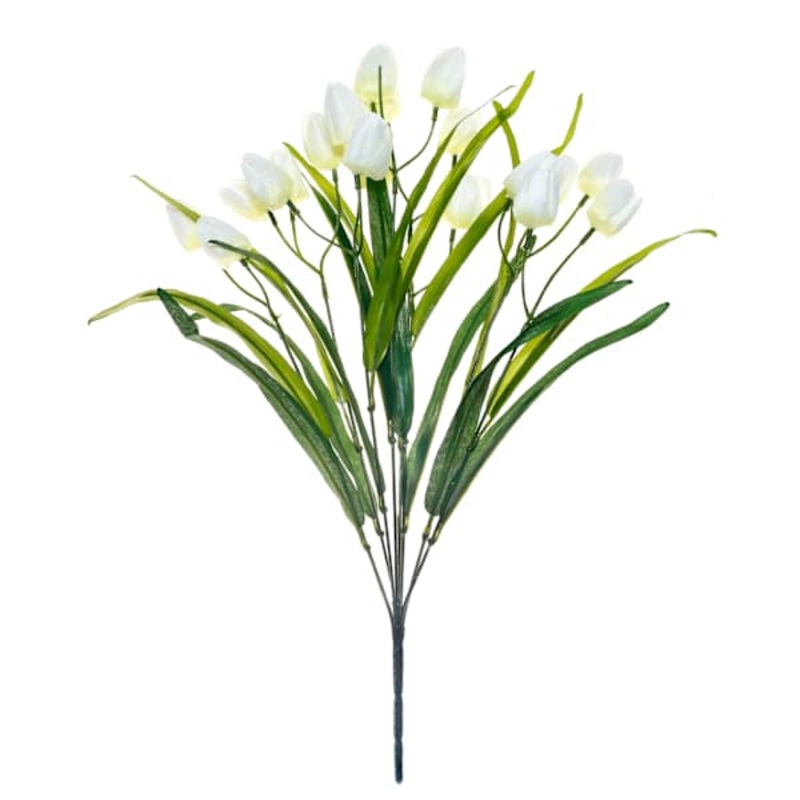 White Mini Tulip Floral Spray, 21″