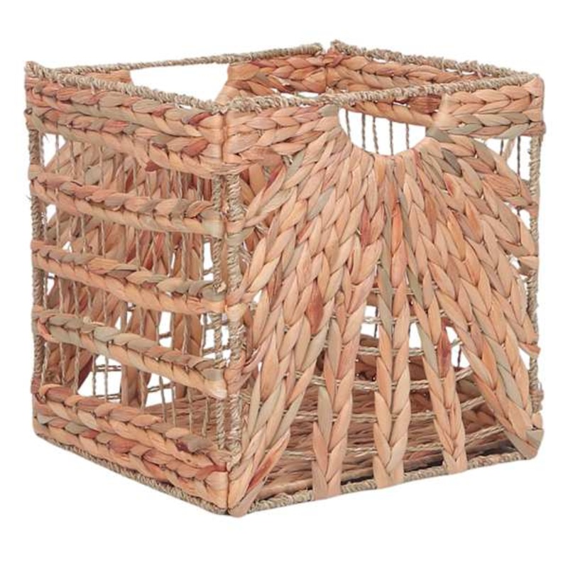 Folding Water Hyacinth & Seagrass Modular Storage Cube, 13″