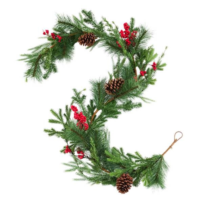Homespun Natural Pine, Berry & Pinecone Mixed Garland, 72″