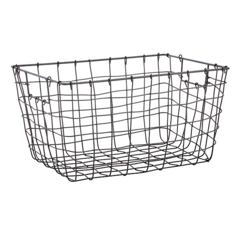 Honeybloom Tapered Dark Grey Metal Storage Basket, Medium
