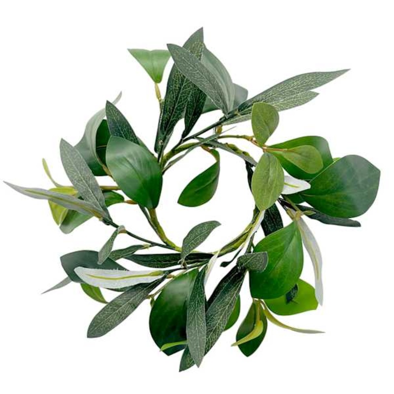 Mixed Ruscus Greenery Candle Ring, 8″