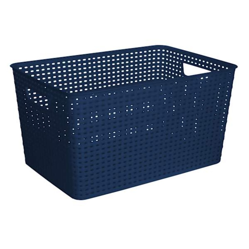 Navy Blue Crossover Weave Storage Basket, Extra Large