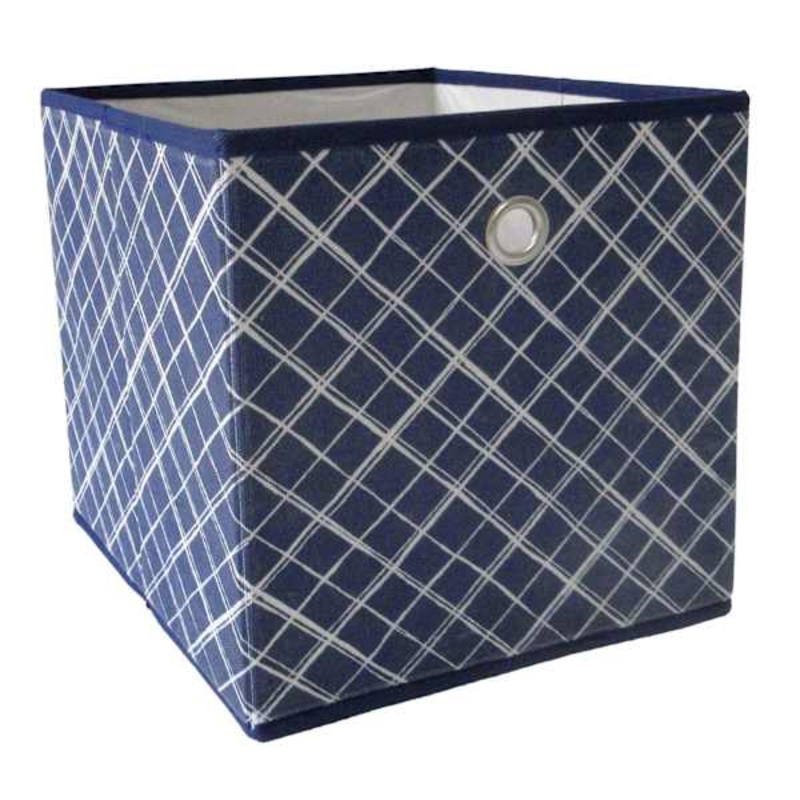 Navy Crossover Square Foldable Fabric Storage Bin