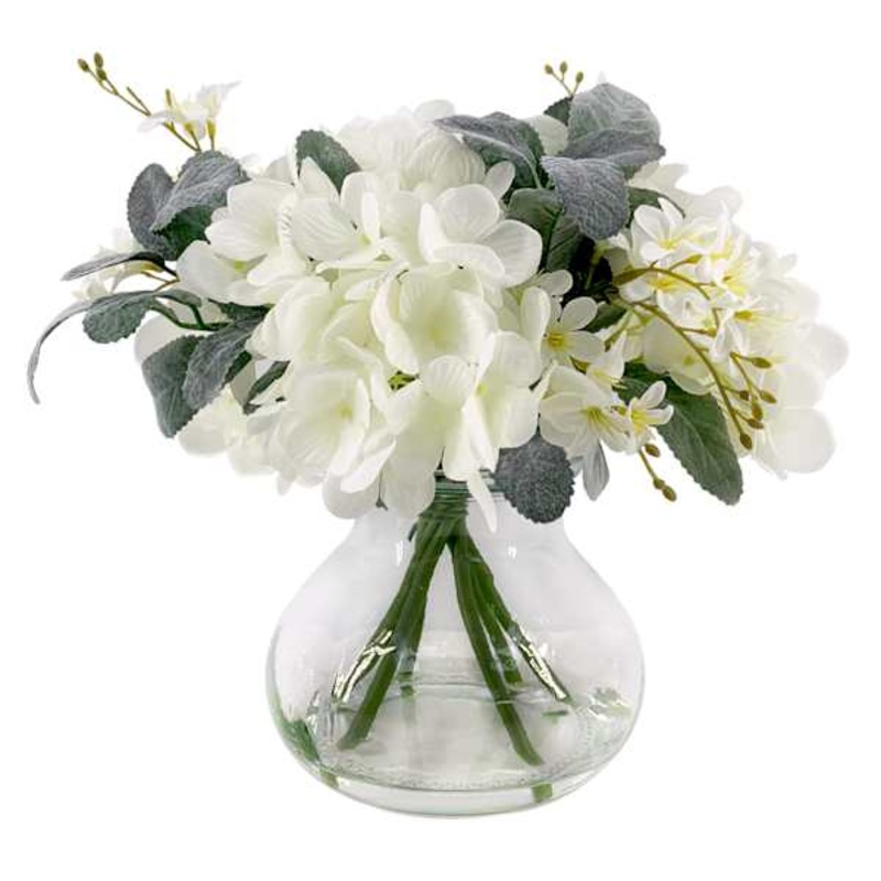 Providence Mixed Flower Arrangement in Glass Vessel, 12″