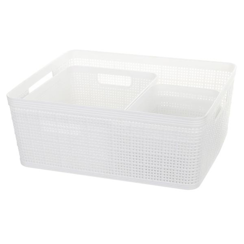 Set of 5 White Storage Baskets
