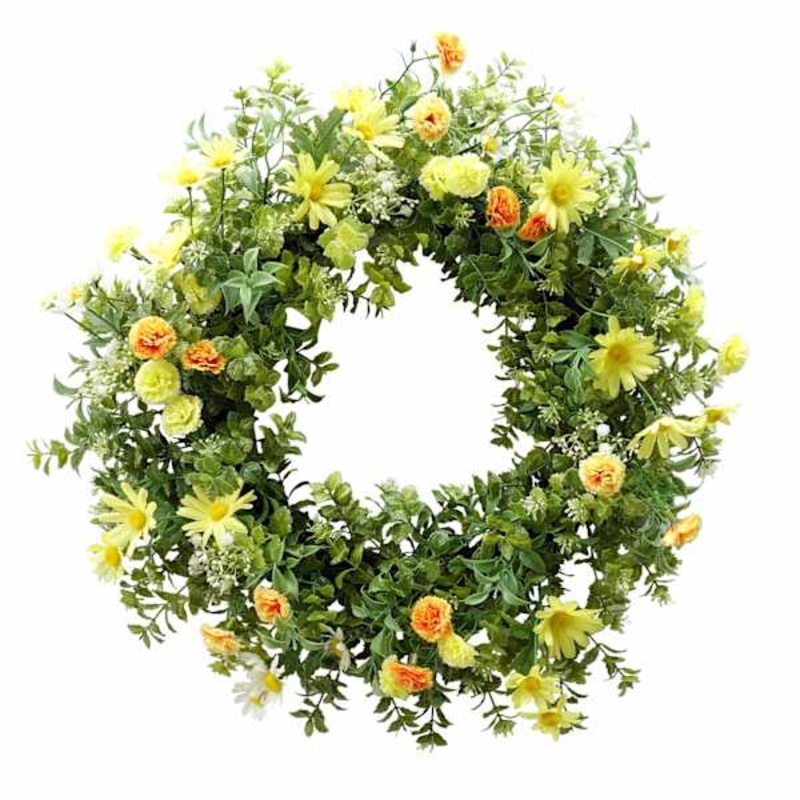 Yellow Wildflower Floral Wreath, 20″