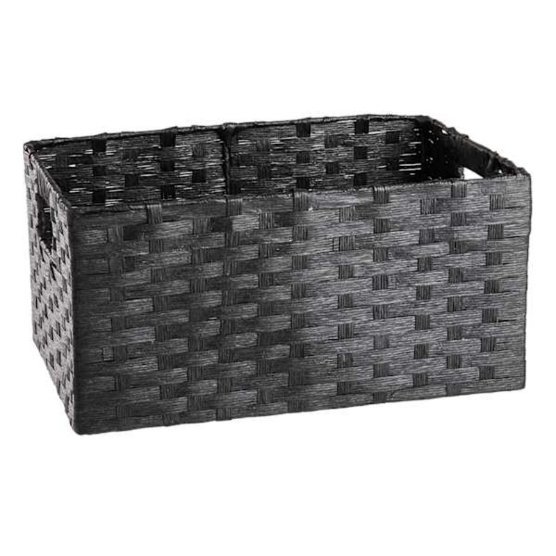 Black Paper Rope Rectangle Storage Basket, Large