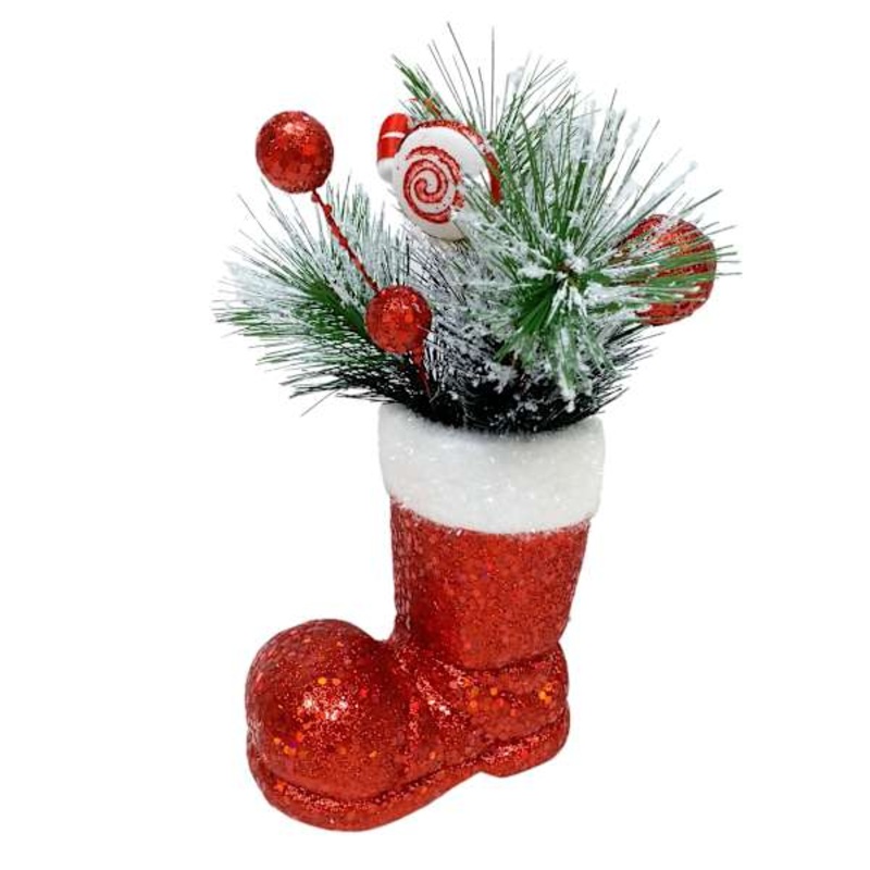 Christmas Arrangement in Red Santa Boot 12″ | Holiday Dcor | At Home