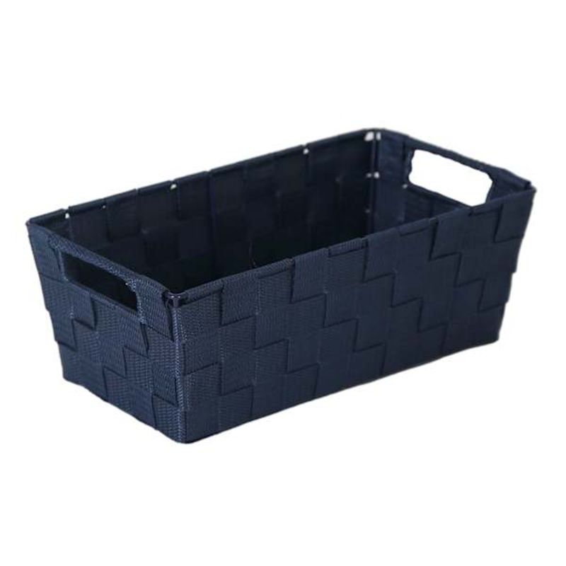 Frankin Navy Blue Woven Rectangle Storage Basket, Small