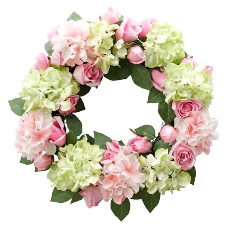 Hydrangea & Rose Wreath, 22″