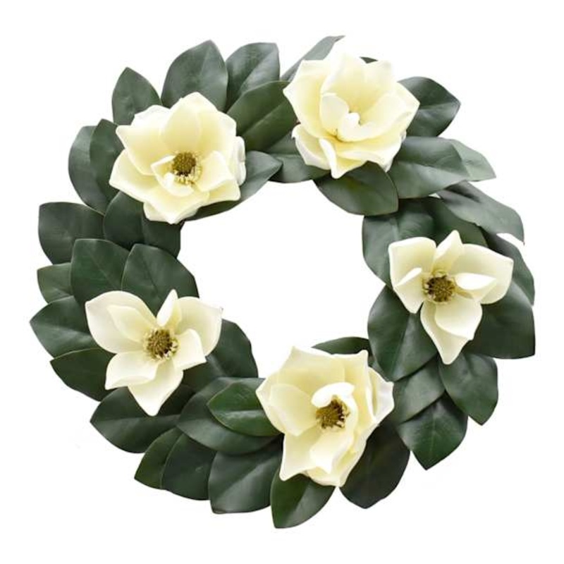 Magnolia Leaf Floral Wreath, 24″