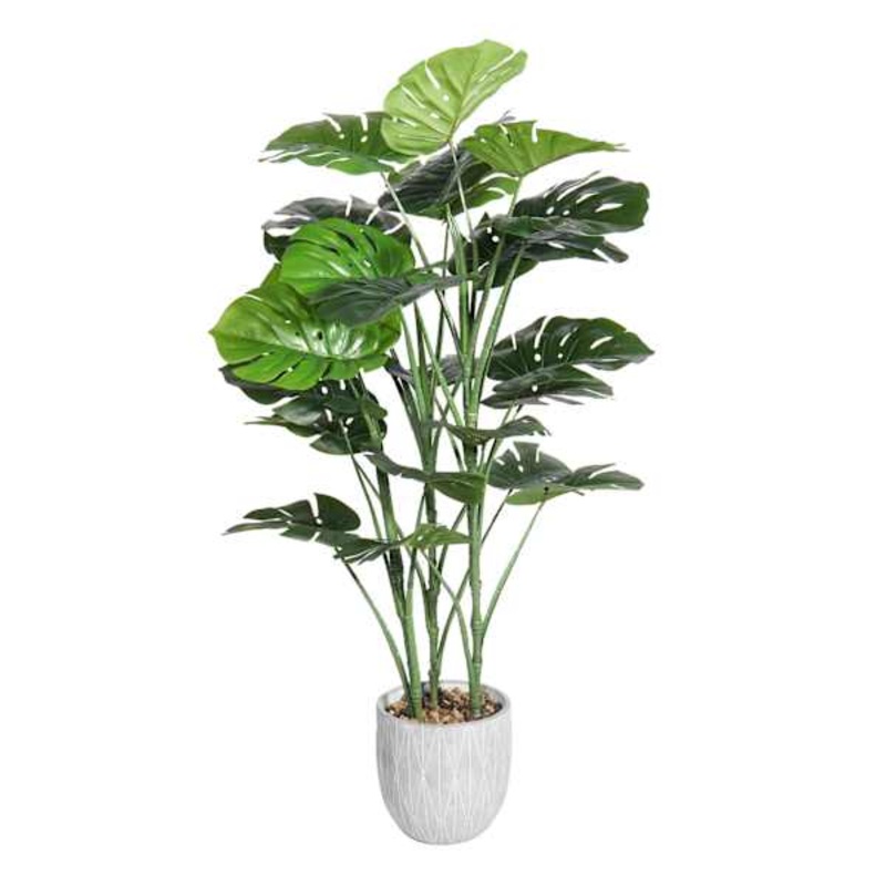 Monstera Tree with Grey Tribal Planter, 46″