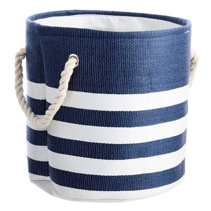 Providence Blue Striped Round Storage Basket, Small