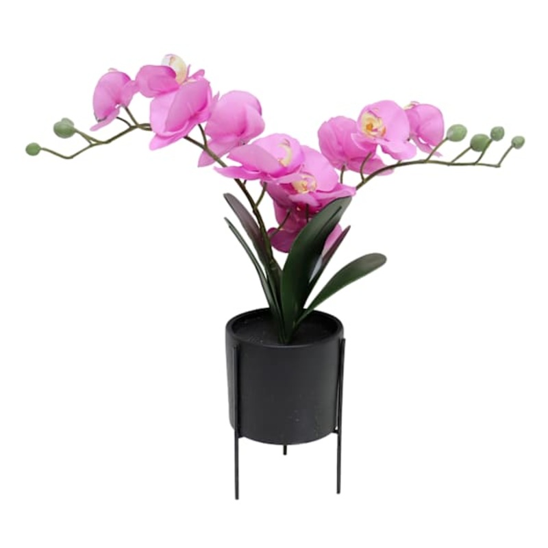 Real-Feel Orchid in Pot with Stand, 18″