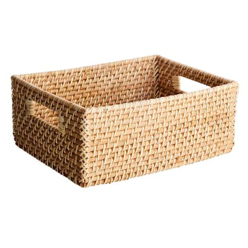 REAL SIMPLE Rectangle Rattan Storage Basket, Medium