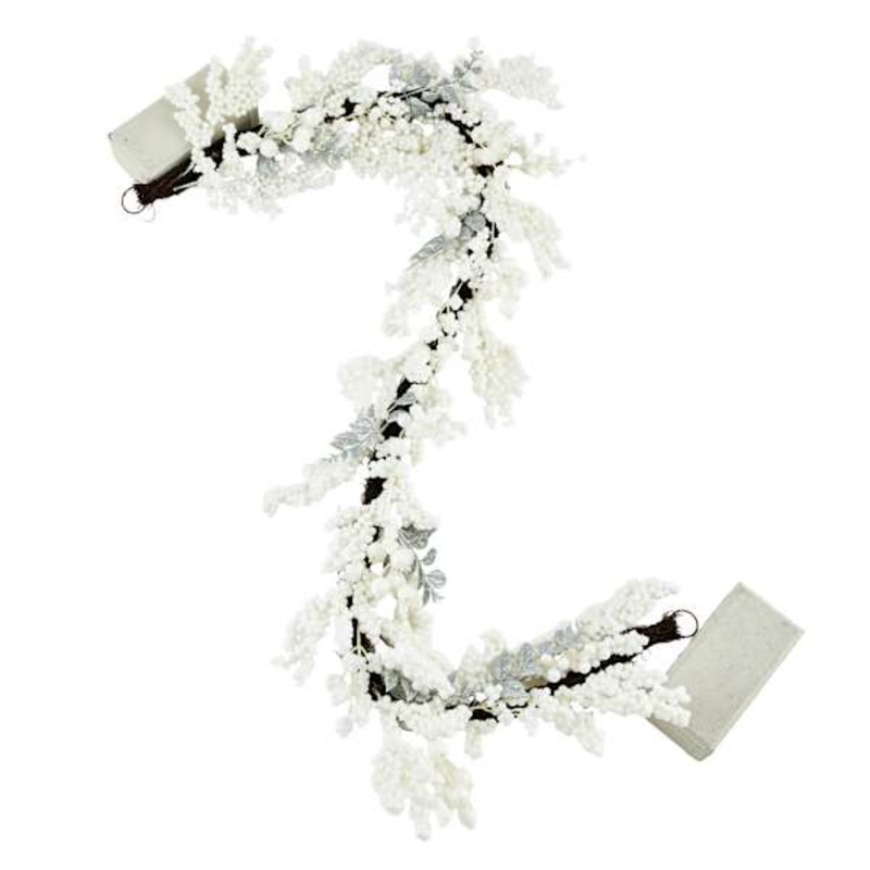 Snow, Glitter Berry & Rosehip Christmas Garland, 72″