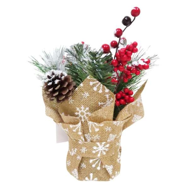 Snowy Christmas Arrangement in Natural Pot 10″ | Floral Dcor | At Home