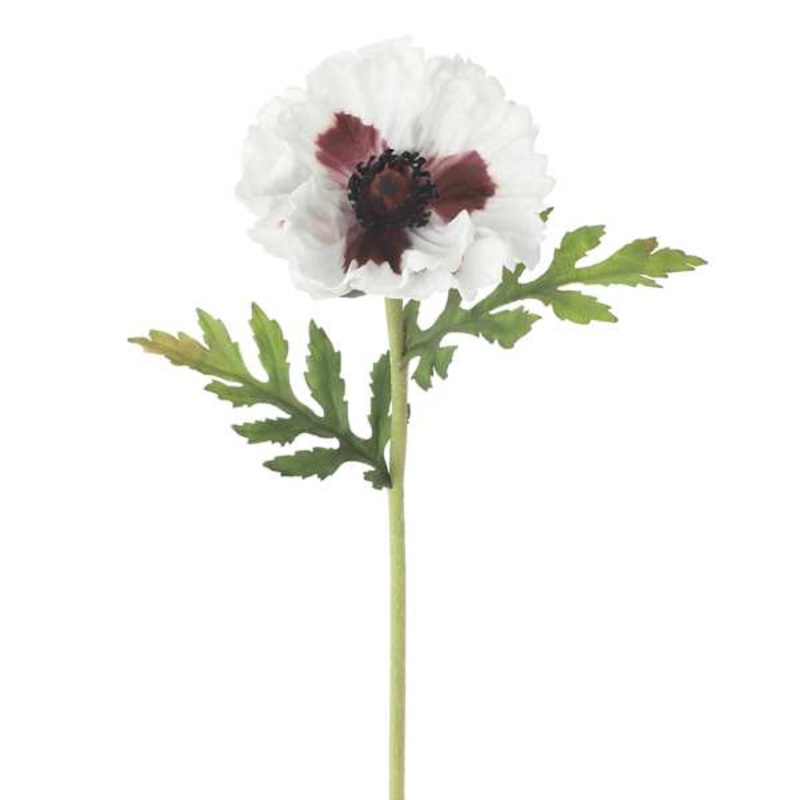 Willow Crossley White Soft Touch Poppy Floral Pick, 12.5″