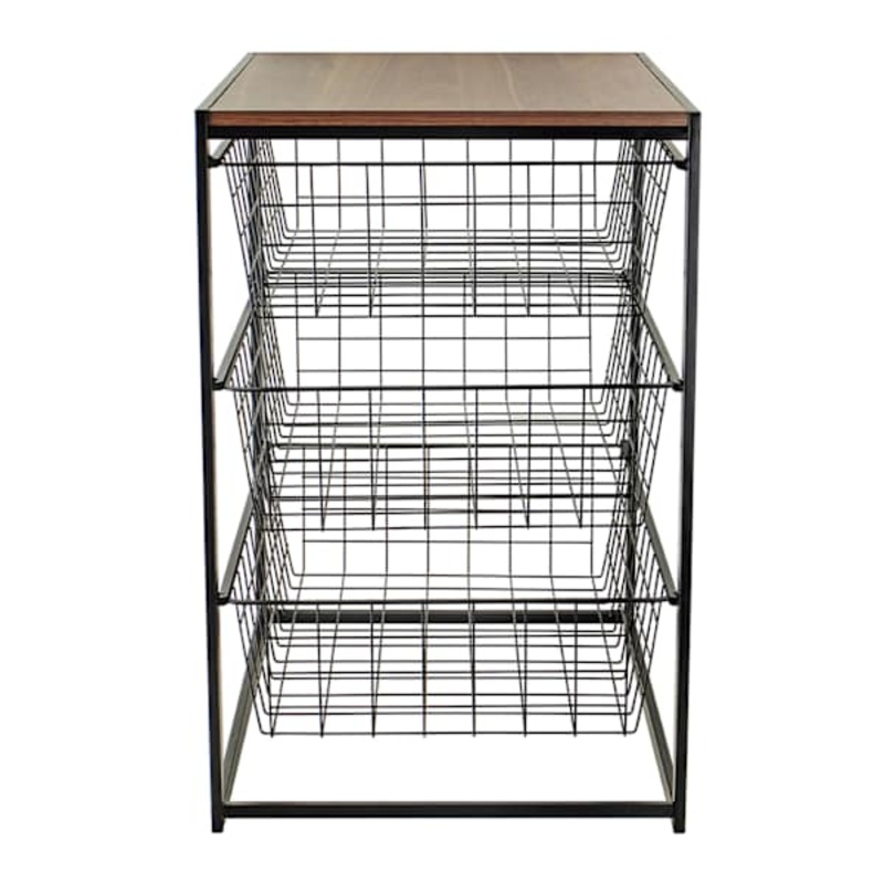 3-Drawer Metal Organizer, Black