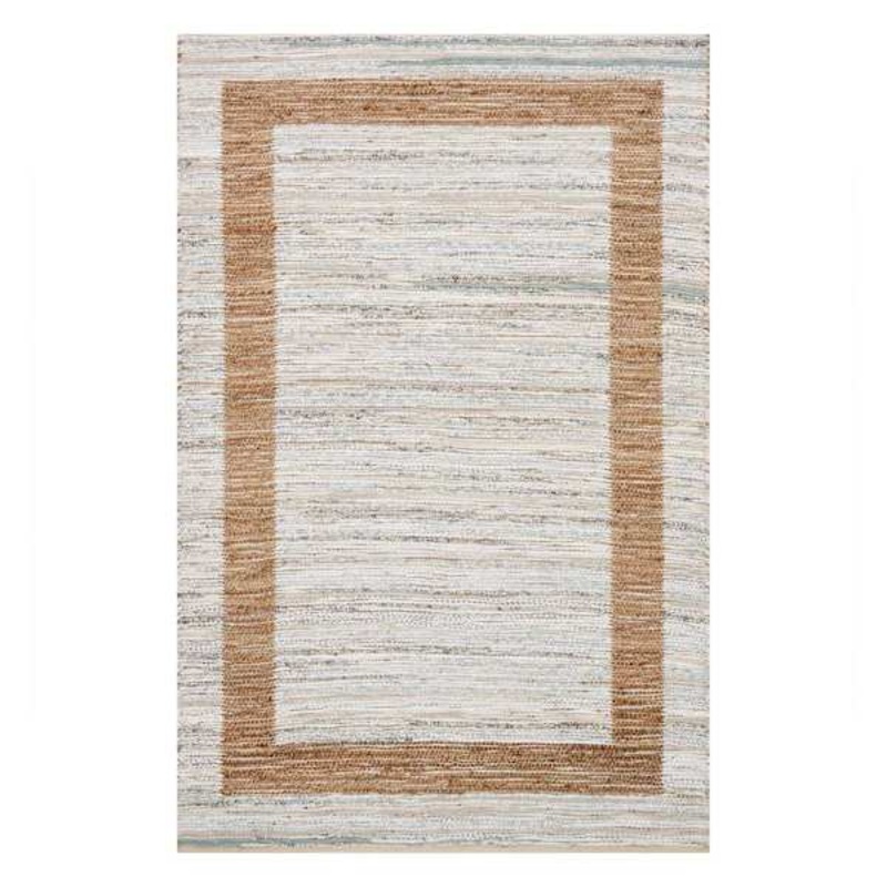 (B312) Henning Hand Woven Cotton & Jute Ivory Chindi Area Rug, 8×10