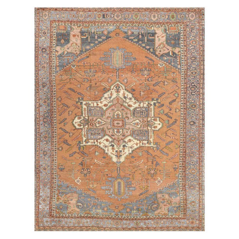 (B755) Honeybloom Aria Orange Multicolor Medallion Area Rug, 5×7