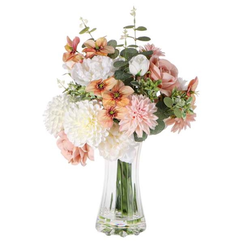 Flower Arrangement in Glass Vase, 18.5″