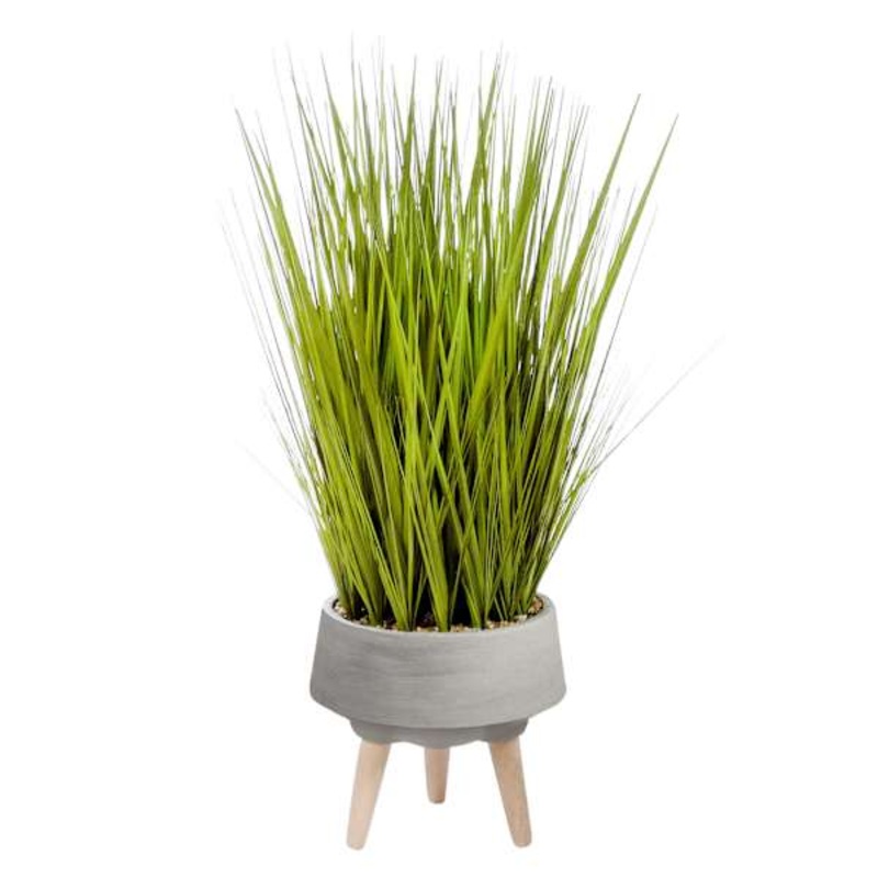 Found & Fable Green Grass Bundle with Cement Pot, 34″