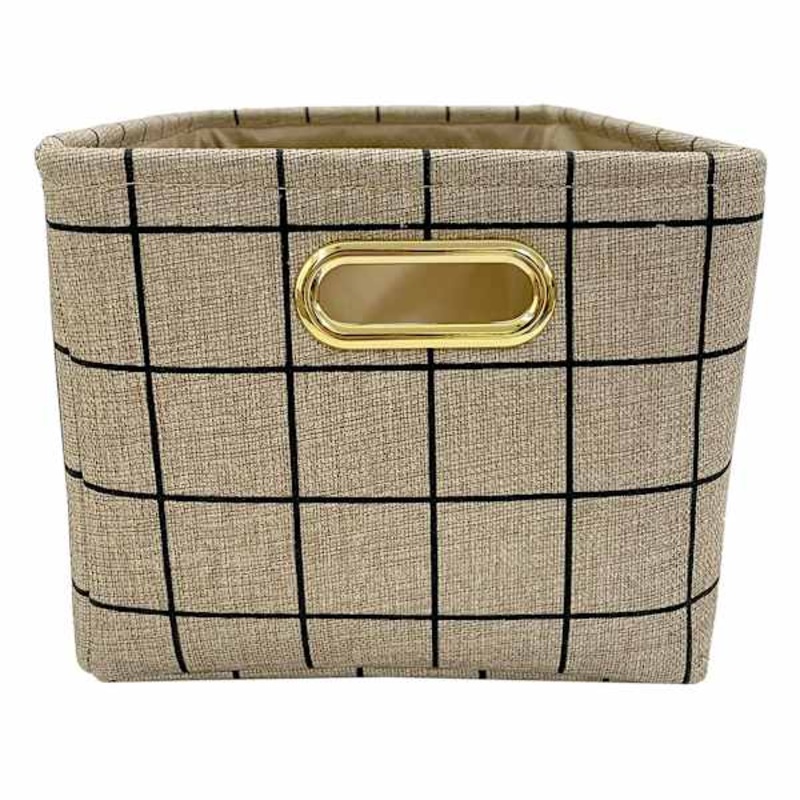 Honeybloom Grid Print Canvas Storage Basket, Large