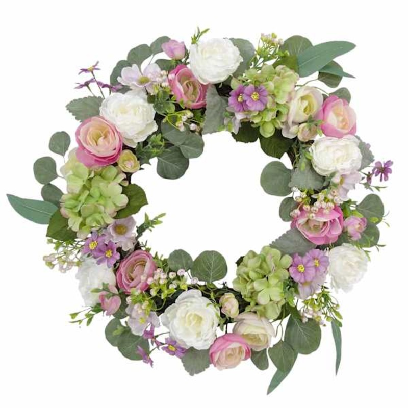 Mixed Floral Wreath, 21″