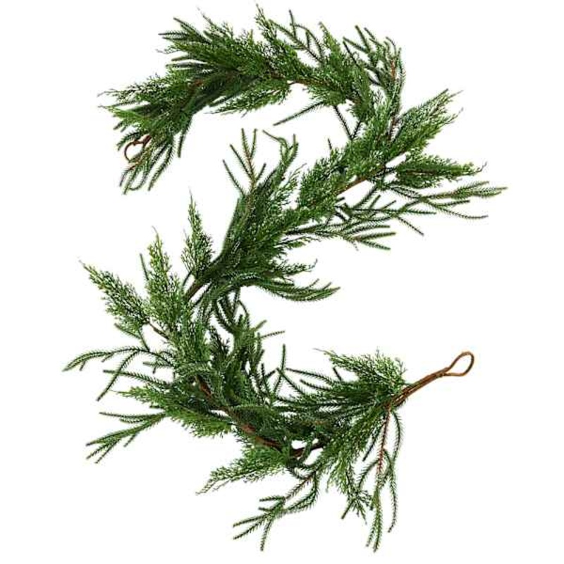 Snow, Mica, Norfolk Pine & Cedar Garland, 72″