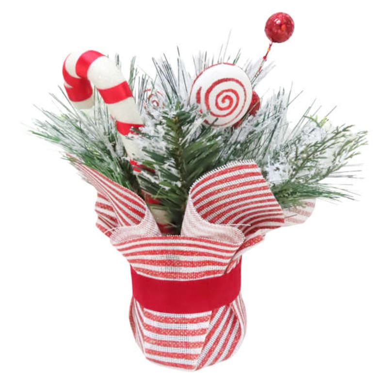 Snowy Christmas Arrangement in Red & White Pot 10″ | Floral Dcor | At Home