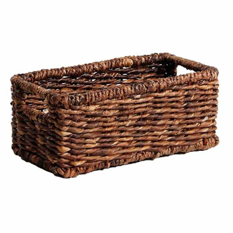 Woven Abaca Rectangle Shelf Storage Tote Basket, Small