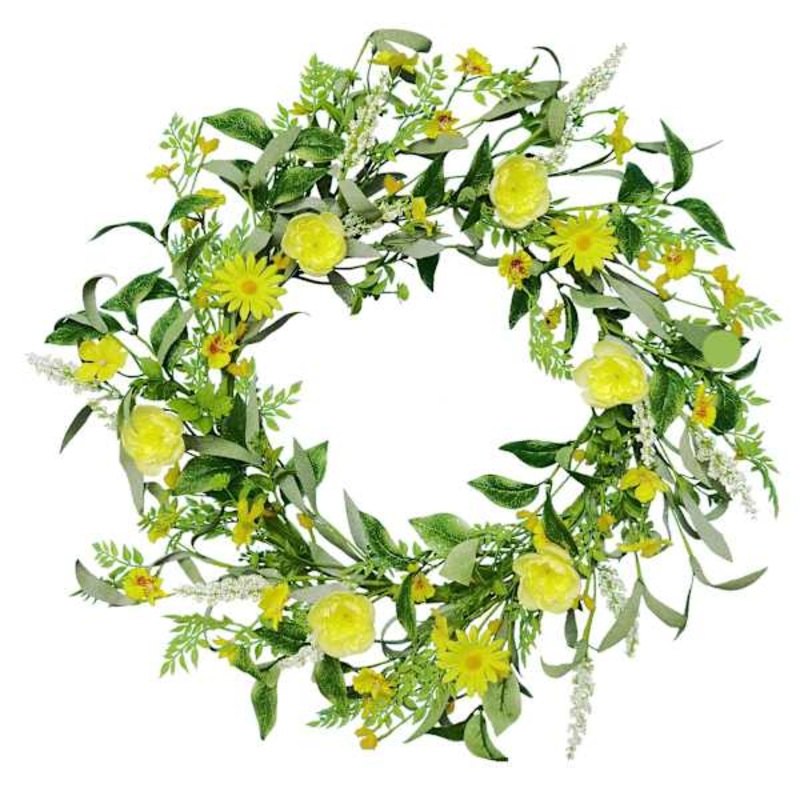 Yellow Daisy Floral Wreath, 22″