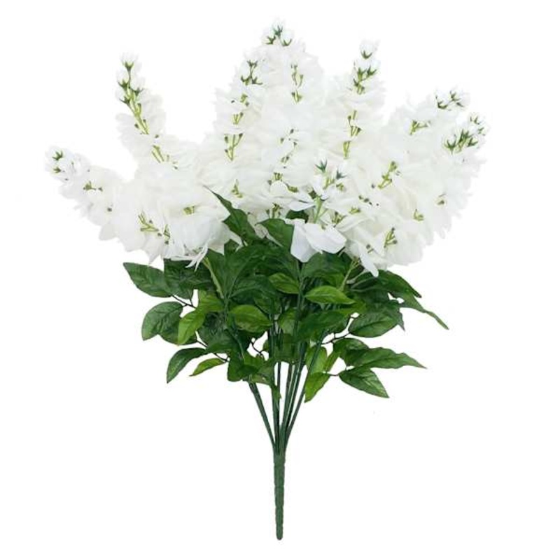 9-Head White Wisteria Floral Spray, 20″
