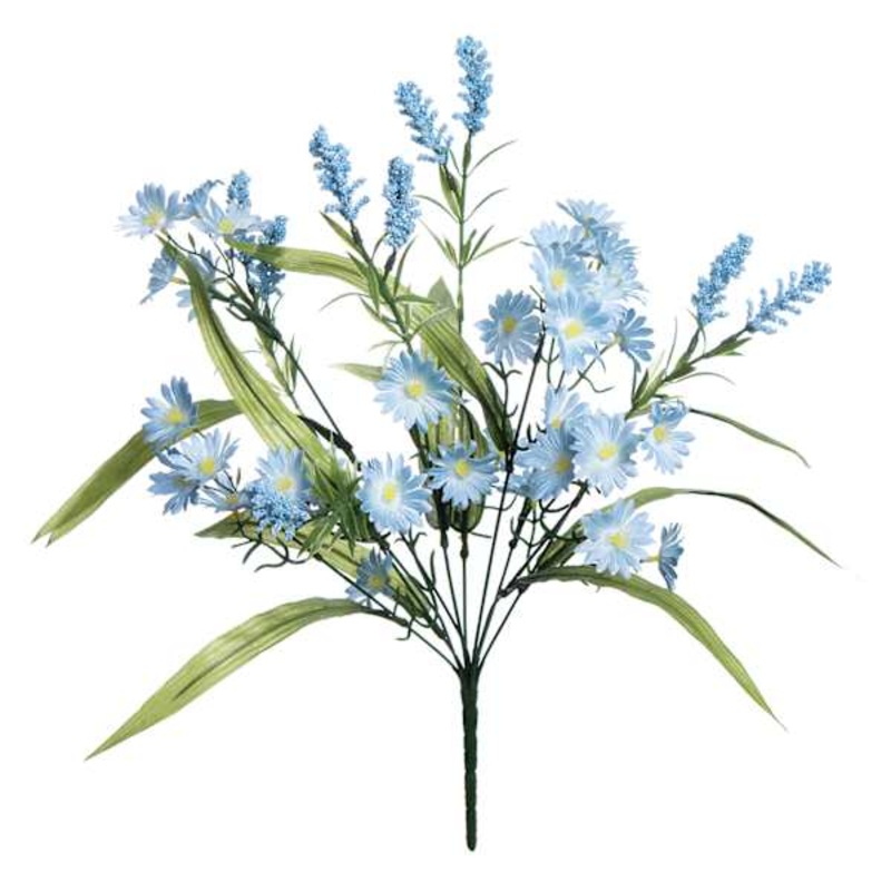 Blue Daisy & Heather Bush, 19″