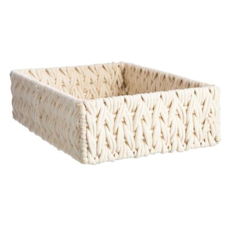 Chunky White Under Bed Fabric Storage Basket, Medium
