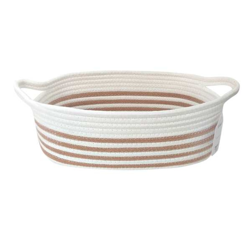 Glam Tan Striped Rectangle Storage Bin, Medium