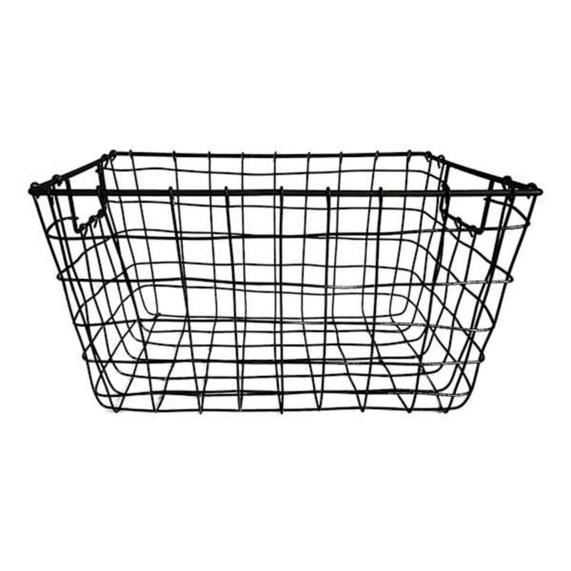 Honeybloom Tapered Dark Grey Metal Storage Basket, Large
