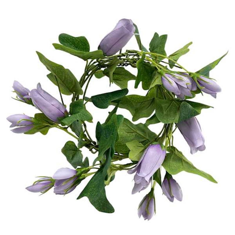 Lavender Tulips & Leaves Coiled Garland, 60″